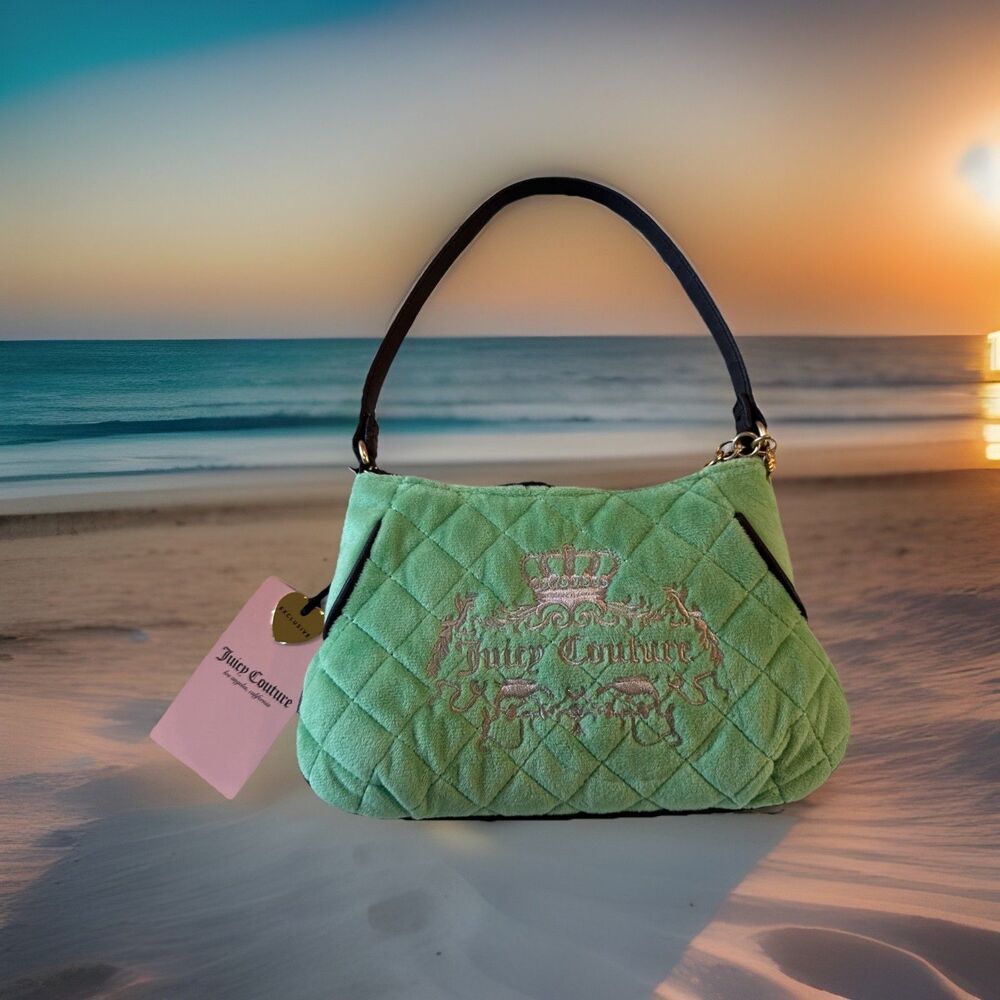 NWT Green Juicy Couture Purse Clutch Bag‎ Juicy Tale Velvet Mini Shoulder Bag